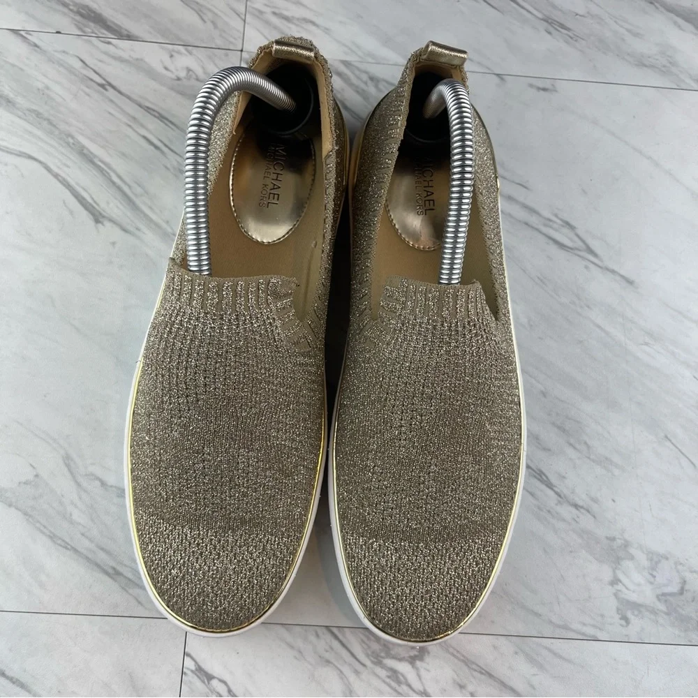 •Michael kors gold glitter slip on sneaker shoes women’s size 8.5_6